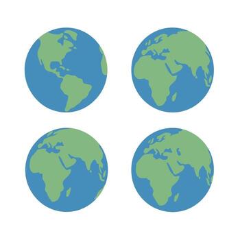 Flat Design Multiple Views Earth Globe Continent Illustration vector