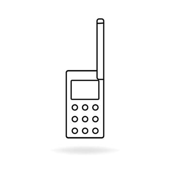 Old fashioned line art icon keypad mobile phone editable stroke, call icon ringing, minimalist button phone icon template illustration vector