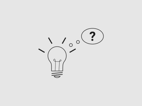 a lightbulb with a question mark in a thought bubble next to it vector