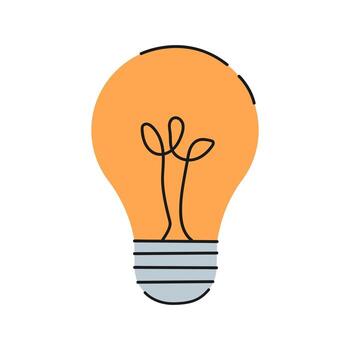Light Bulb Flat Icon isolated on Light Background. LightBulb element Symbol Idea minimalist style. Bulb Illustration. Electric lamp, light, innovation, solution, creative thinking, electricity. vector