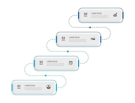 4 infographics data with arrows symbol timeline template. Illustration business abstract background. vector