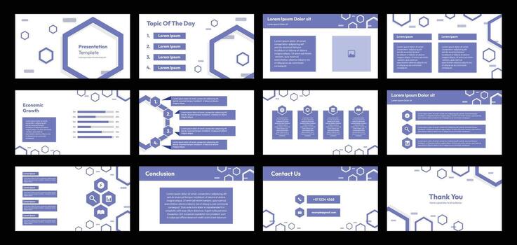modern presentation template featuring a refreshing design with flat purple color, suitable for company presentations, school projects, and product promotions vector