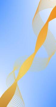 Gradient abstract background with Gold wavy lines on blue sky Vertical Design vector
