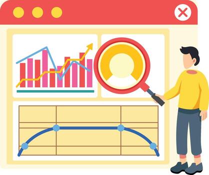 Data analysis with user insights illustration vector