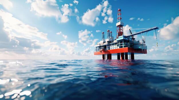 A large oil rig is floating in ocean photo
