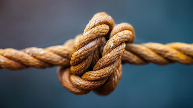 A rope is twisted into a knot photo