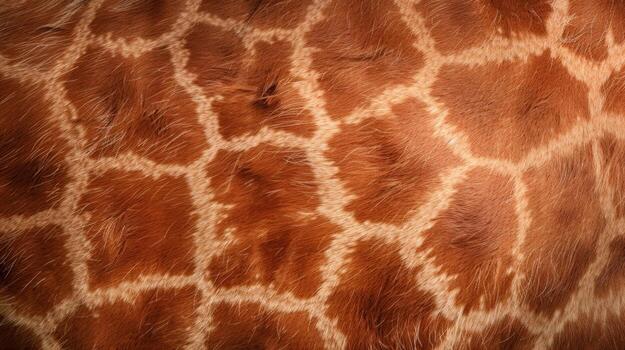 A close up of a giraffe's fur, with a brown and white pattern photo