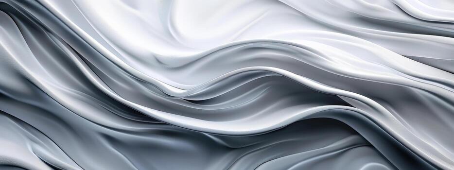 A white fabric with a wave pattern. The fabric is made of a shiny material and has a smooth texture. The wave pattern is very prominent and extends across the entire width of the fabric photo