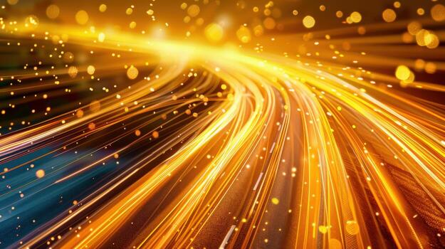 A bright yellow line with a lot of sparkles and dots photo