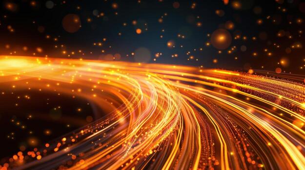 A blurry orange line with a lot of dots in the background photo