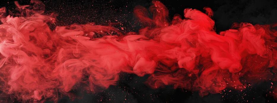 red cloud of smoke with a black background. The smoke is thick and billowing, creating a sense of chaos and destruction photo