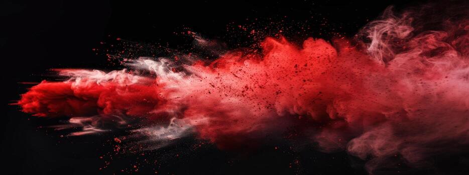 A red cloud of smoke with a black background. The smoke is thick and billowing photo