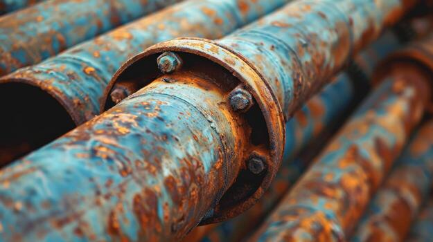A rusty pipe with a rusted bolt on it photo