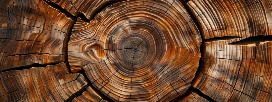 A close up of a tree trunk with a large hole in the middle. The wood is brown and has a rough texture photo