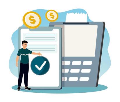 Man using mobile payment technology vector