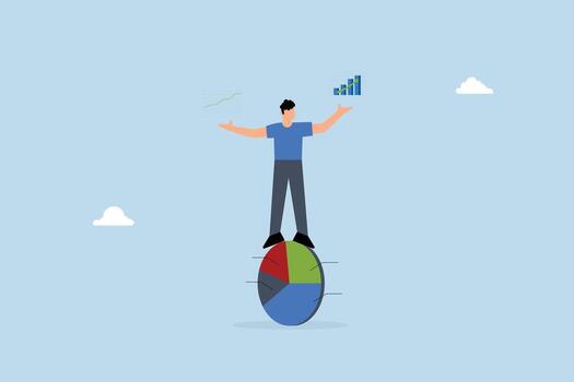 Data driven with analytics research, businessman balance and control circle diagram with analytical data in hand vector