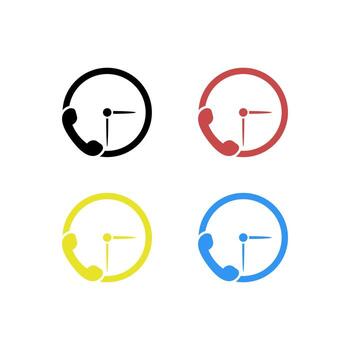 Call Time Icon Phone and Clock Symbol for Mobile Apps vector