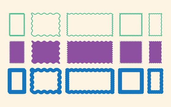 Abstract retro wavy and zigzag frames collection vector