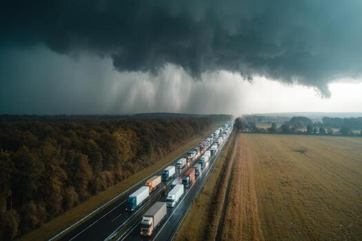 A large storm clouds over a highway photo