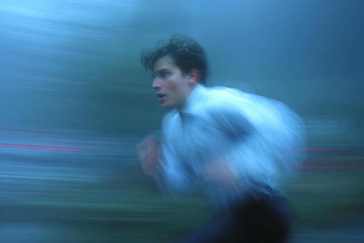 A blurry image of a man running photo