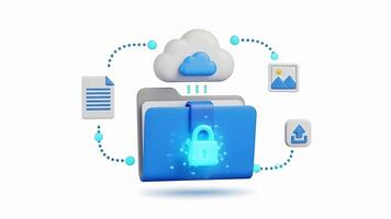 lagring data säkert i moln med kryptering och fil ladda upp video