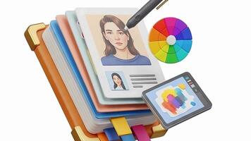 ilustrando digital retrato utilizando tableta color rueda y aguja ilustración video