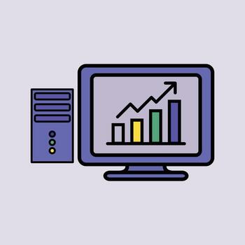 Data Analytics Displayed on Desktop Computer vector