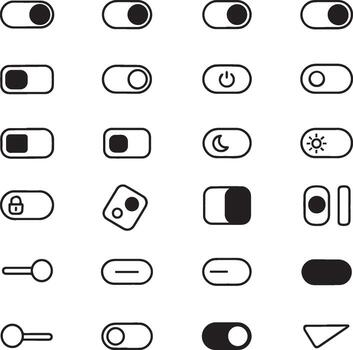 Switch icon collection. UI control symbols in minimal black and white style. vector