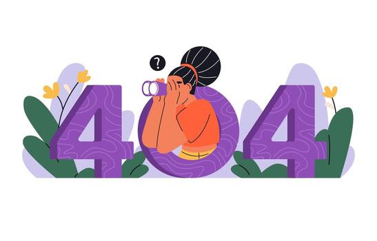 woman looking for something using binoculars through number 404 vector