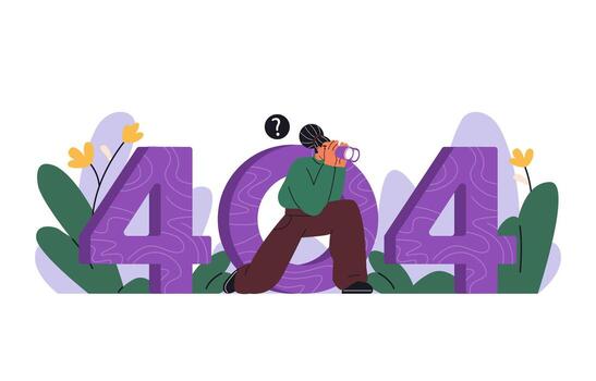 woman sitting while looking for something using binoculars through number 404 vector