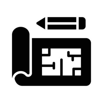 Grab this handy glyph icon depicting architectural plan vector