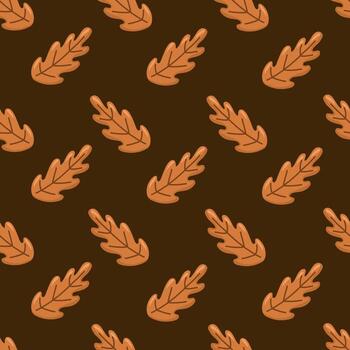 otoño roble hojas sin costura modelo. otoño aislado hojas en marrón antecedentes. cuadrado repetir modelo plano diseño para otoño estación. vector