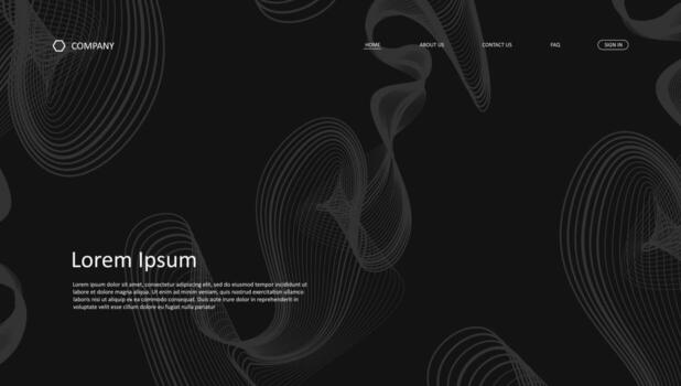 line wave futuristic design of landing page for webpage design vector
