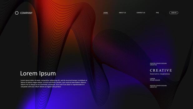 line wave futuristic design of landing page for webpage background vector