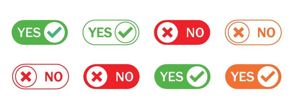 Editable Check Mark Button Icon Set - Flat Outline Filled vector