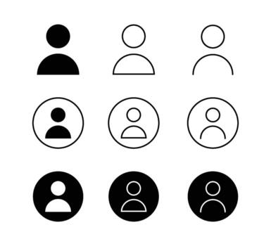 diverso usuario cuenta icono conjunto representando individuos y perfiles vector