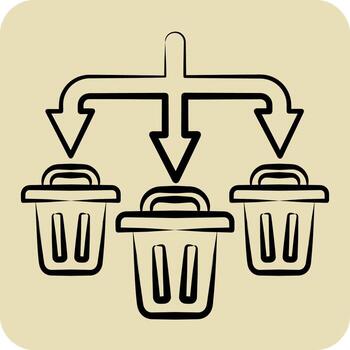 Icon Waste Sorting. related to Waste symbol. hand drawn style. design editable vector
