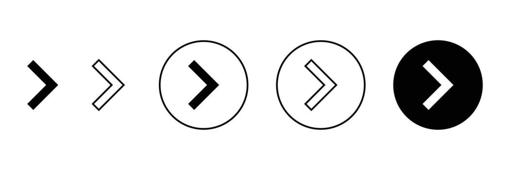 Set of swipe right with circle icon. Right arrow circle symbol. vector