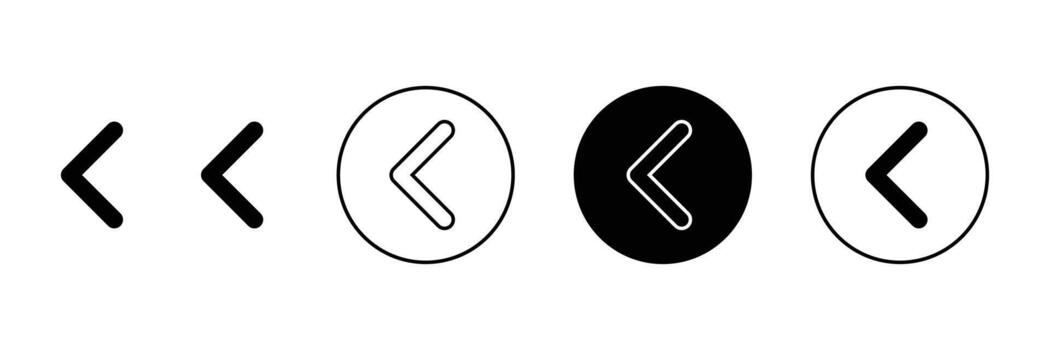 Set of previous arrow icon with circle. Previous arrows different style. vector