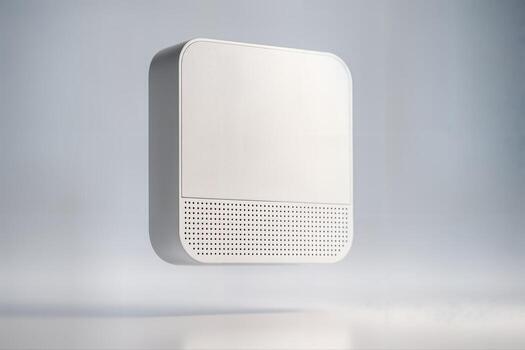 Floating Modern Smart Device in Minimalist Style Featuring Sleek Design and Futuristic Technology for Innovative Home Automation and Connectivity in a Monochromatic Setting photo