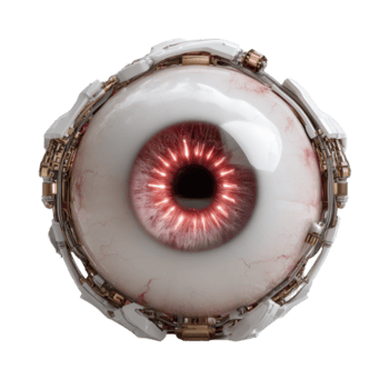 futuristisch künstlerisch Darstellung von ein Auge mit kompliziert mechanisch Elemente und dynamisch Muster png