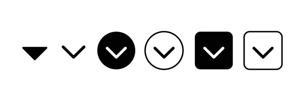 Set of Website dropdown arrow icon collection. Dropdown arrow symbol. vector