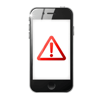 smartphone visualizzazione un' rosso avvertimento triangolo con un esclamazione marchio isolato su trasparente sfondo png