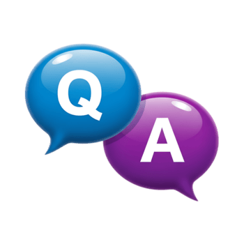 twee toespraak bubbels met q en een brieven vertegenwoordigen vragen en antwoorden geïsoleerd Aan transparant achtergrond png