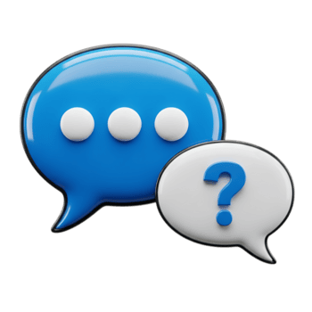 3d blu e bianca discorso bolle con domanda marchio isolato su trasparente sfondo png