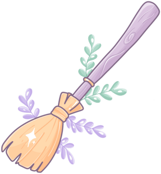 un' capriccioso scopa ornato con verdura e scintillii, in mostra un' miscela di fascino e funzionalità. png