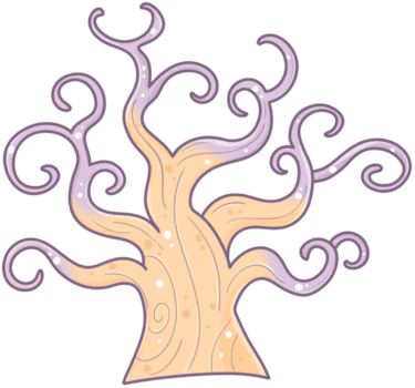 un caprichoso árbol con devanado ramas y un suave trompa, presentando un mezcla de suave colores y decorativo patrones. png