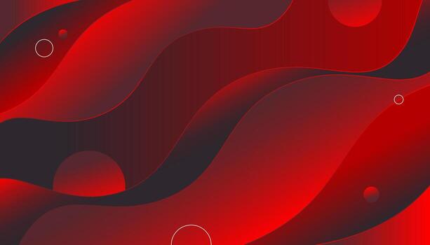 Abstract red background with wavy lines and circle vector