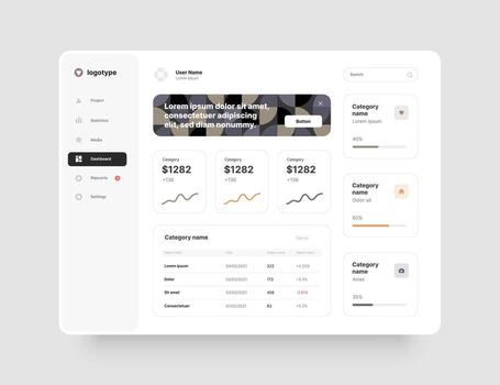 escritorio aplicación con ui utilizar para web solicitud o sitio web. tablero diseño. vector