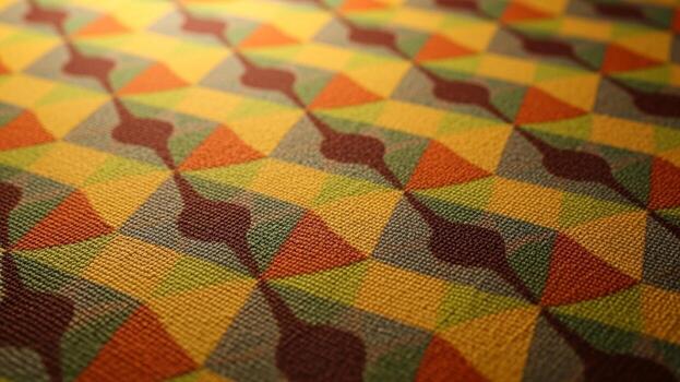 A colorful pattern on a fabric with geometric shapes photo